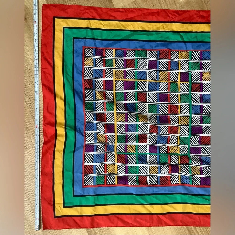 Vintage 90’s square scarf Colorful rainbow colors pride geometric pattern